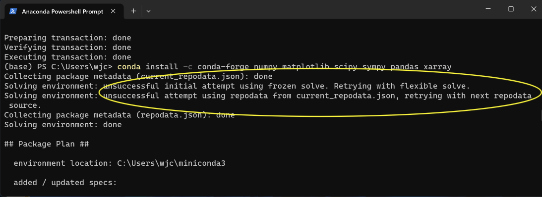 Conda Struggling to Reconcile Packages